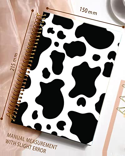 iampanda Spiral Journal Notebook,Strong Twin-Wire Binding with Premium Paper for Girl Women,Cute 60 Sheets A5 College Ruled Notebook/Journal,Perfect for School Office Home Gifts,Black White Cow Print - color: Black White Cow Print