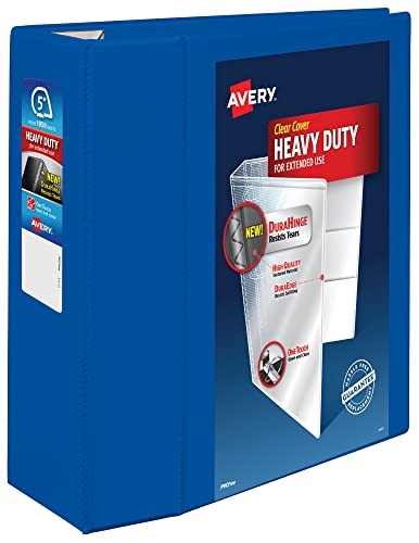 Avery Heavy-Duty View 3 Ring Binder, 5 Inch One Touch EZD Rings, 2.3/4.8 Inch Spine, 1 Pacific Blue Binder (79817) - size: 5"