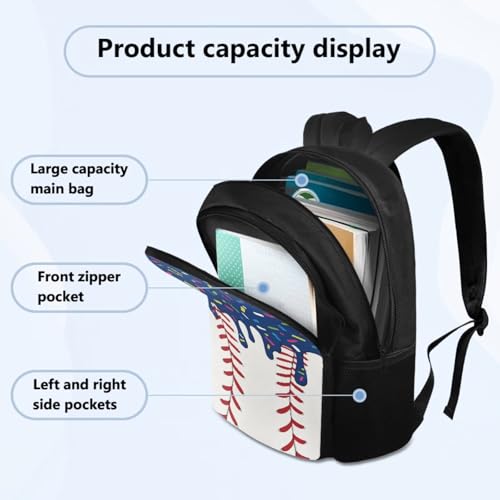 Navy Baseball Backpack for Boys 8-12 4 Piece Kids Ice Cream Backpack with Lunchbox Reinforced Pencil Case Water Bottle Slot Back to School Practical Gifts - color: Navy