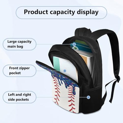 Navy Baseball Backpack for Boys 8-12 4 Piece Kids Ice Cream Backpack with Lunchbox Reinforced Pencil Case Water Bottle Slot Back to School Practical Gifts - color: Navy