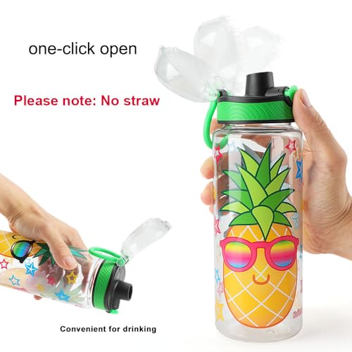 Cute Water Bottle for School Kids Girls, BPA FREE Tritan & Leak Proof & Easy Clean & Carry Handle, 23oz/ 680ml - Pineapple - color: Pineapple