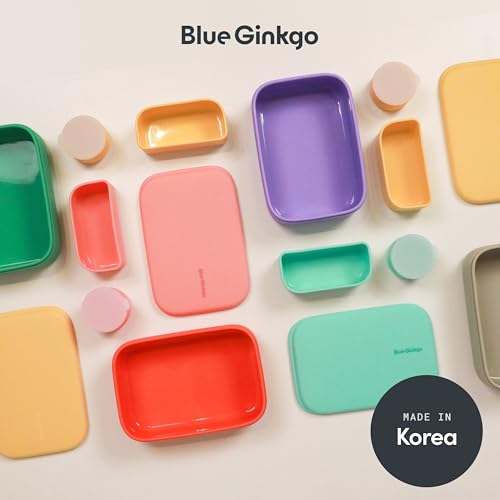 BLUE GINKGO Bento-Style Silicone Lunch Box Set, Purple, Made in Korea | Leak-Resistant. Microwave Safe. Dishwasher Safe. - color: Purple