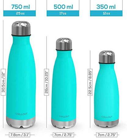 CHILLOUT LIFE 12oz Kids Insulated Stainless Steel Water Bottle, Leak Proof | Small Metal Water Bottle, Keeps Drinks Cold 24H & Hot 12H, Leak-Proof Screw Lid, Perfect for School, Travel & Sports - color: Ocean Blue