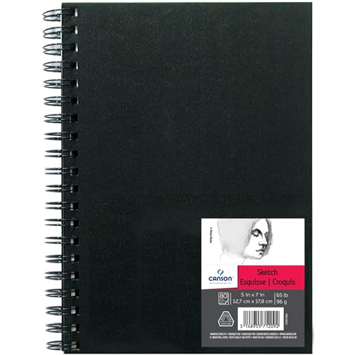 Canson Artist Series Sketchbook, Wirebound Journal, 5x7 inches, 160 Pages (65lb/96g) - Artist Paper for Adults and Students - Graphite, Charcoal, Pencil, Colored Pencil - size: 5"X7"