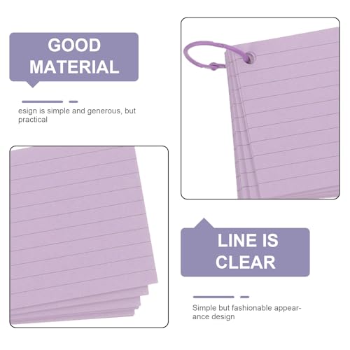 Cabilock Multi-purpose Blank Note Cards with Binder Ring Lined Index Cards Flash Cards Blank for English Learning and Memory Improvement