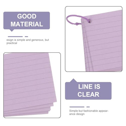 Cabilock Multi-purpose Blank Note Cards with Binder Ring Lined Index Cards Flash Cards Blank for English Learning and Memory Improvement