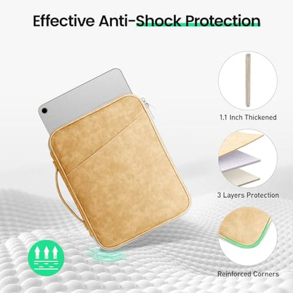 DTTO 9-11 Inch Tablet Sleeve Bag for iPad A16 11-in/Air 11-in M3 M2, iPad 10th Gen 10.9", iPad 9/8/7th Gen 10.2", iPad Air 5/4th Gen 10.9", iPad Pro 11, Galaxy Tab A9+, Waterproof Travel Bag, Apricot - color: Apricot, size: 9-11 Inch