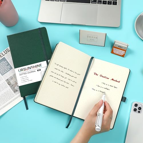 Dotted Journal/Notebook - Dot Grid Hard Cover Notebook, Premium Thick Paper with Fine Inner Pocket, Black Smooth Faux Leather, Pen Loop, 5.3'' x 8.26'' - Turquoise - color: Turquoise, size: Dotted
