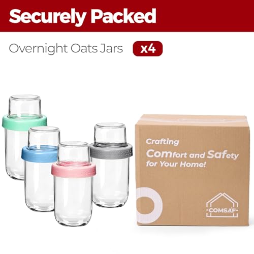 16+4 oz Yogurt Parfait Cups with Lids 4 Pack Overnight Oats Jars | Dry Wet Separation, Cereal Cups,Chia Pudding,Snacks,Nuts, Fruit,Granola Toppings,Meal Prep Jars - color: Mixed color 1