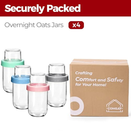 16+4 oz Yogurt Parfait Cups with Lids 4 Pack Overnight Oats Jars | Dry Wet Separation, Cereal Cups,Chia Pudding,Snacks,Nuts, Fruit,Granola Toppings,Meal Prep Jars - color: Mixed color 1