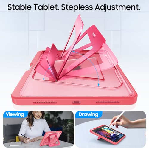 Fintie Shockproof Case for iPad (A16) 11th Generation 11 Inch (2025), iPad 10th Generation 10.9 Inch (2022) - [Built-in Pencil Holder] Slim Frosted Protective Cover with Multi-Angle Kickstand, Pink - color: Pink