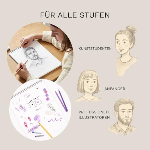 Hartem - A3 Sketch Book, Top Spiral Bound Sketch Pad, 100 Sheets, 60lb/90gsm Acid-Free Drawing Paper, Art Suppiles for Kids & Adults, Beginners & Professional Artists - size: A3 (11.7 × 16.5 in)