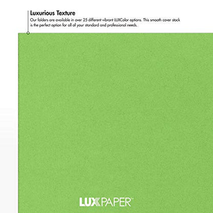 LUXPaper 9" x 12" Presentation Folders | Two Pocket | Limelight Green | 100lb. Cover | 10 Qty - color: Limelight