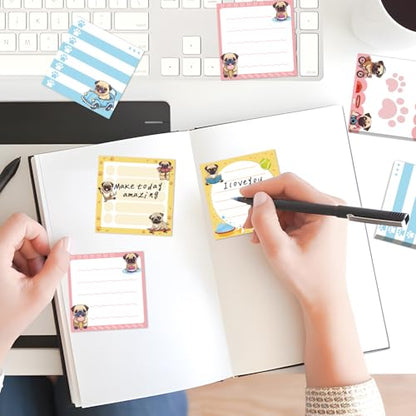 Pug Sticky Notes Gifts - 9 Pack Pug Notepads 3x3 Inch Gifts for Dog Lovers, Cute Dog Self-Adhesive Memo Pads Office School Supplies for Friends Coworkers (450 Sheets) - style: Pug
