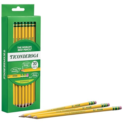 Ticonderoga Wood-Cased Pencils, Pre-Sharpened, 2 HB Soft, Yellow, 30 Count, 6 Packs/180 Count Total - size: 180 Count (Pack of 1)