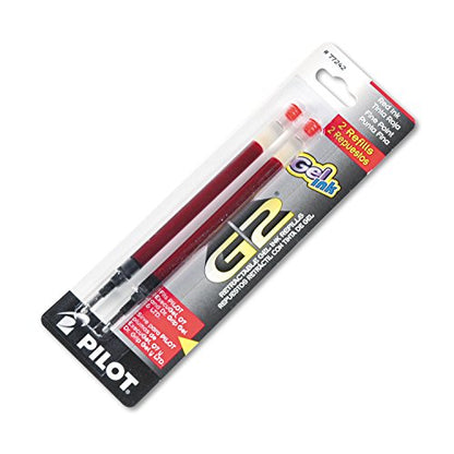 Pilot G2 Gel Ink Refills, Fine Point 0.7 mm, G2 Pen Refills, Red, Pack of 2