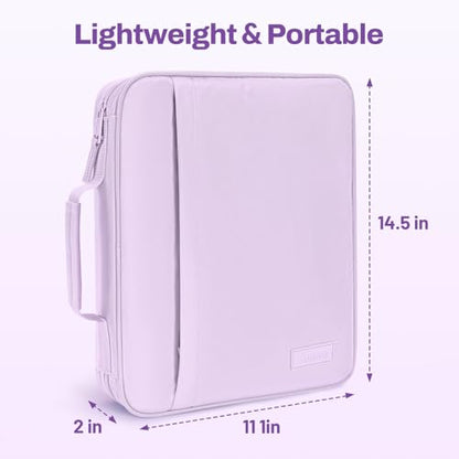 SUNEE Zipper Binder 1 Inch, Removable 3-ring binder, 175-Sheet Capacity, 5-Tab Dividers Expanding File Folder, Small Binder Bag Organizer Storage for Student School Classroom Supplies, Lavender Purple - color: Lavender Purple