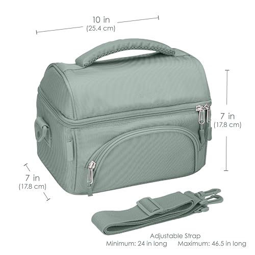 Bentgo Deluxe Lunch Bag - Durable and Insulated Lunch Tote with Zippered Outer Pocket, Internal Mesh Pocket, Padded & Adjustable Straps, & 2-Way Zippers - Fits Most Lunch Boxes (Khaki Green) - color: Khaki Green