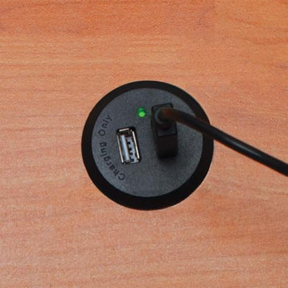 4-3/8" Long x 2-1/2" Wide Chrome in-Desk Power Center with 1 Outlet, 2 USB Ports - style: 1 Outlet, 2 USB Ports