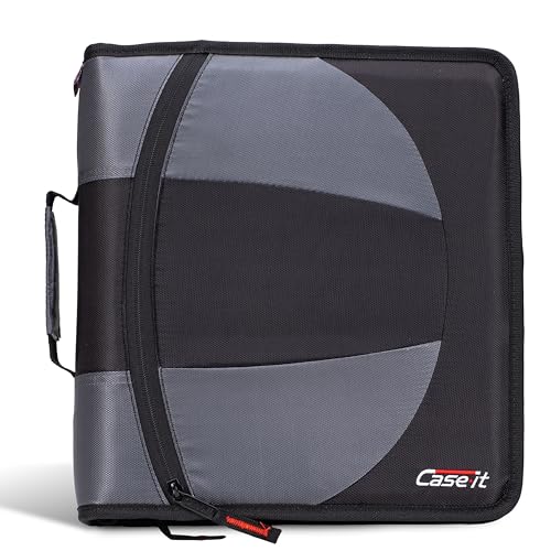 Case-it The Dual 2-in-1 Zipper Binder | Two 1.5-Inch D-Rings, 600 Sheet Capacity, Pencil Pouch & Multiple Pockets | School & Office Organizer with Shoulder Strap | Dual-101 Jet Black - color: B Jet Black, size: 1 Pack