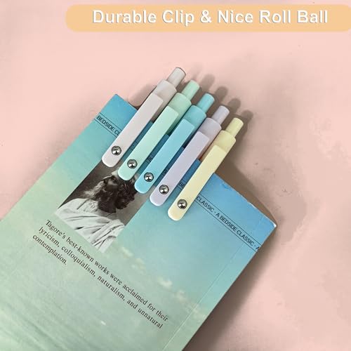 5pcs Gel Pens, Retractable Quick Dry Black Ink Pens Fine Point 0.7mm Premium Cute Rolling Ball Smooth Writing Pastel Aesthetic Pens Comfort Grip for School Office Supplies - color: Pastel
