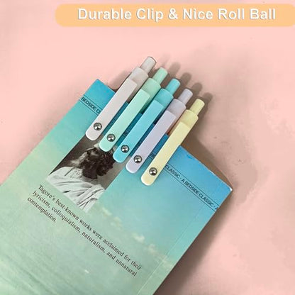 5pcs Gel Pens, Retractable Quick Dry Black Ink Pens Fine Point 0.7mm Premium Cute Rolling Ball Smooth Writing Pastel Aesthetic Pens Comfort Grip for School Office Supplies - color: Pastel