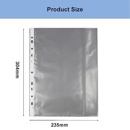 A4 Punched Pocket, Sheet Protectors, 100 Pages Clear Sheet Protectors for Binders, Heavy Duty Plastic Page Protectors Sheet Reinforced 11-Hole, Top Loading Paper Protector for Home, Office