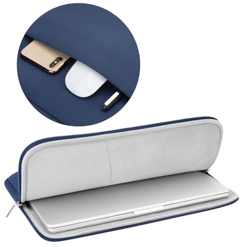 RAINYEAR 14 Inch Laptop Sleeve Protective Case Soft Fluffy Lining Cover Carrying Bag with Front Pocket & Accessories Pouch, Compatible with 14" Notebook Computer Chromebook(Navy Blue,Upgraded Version) - color: Navy Blue(Upgraded Version), size: 14"