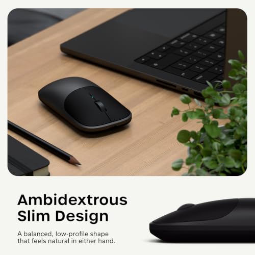 Satechi Slim EX Wireless Mouse, Multi-Device Bluetooth & 2.4GHz Connection for macOS, Windows, iPadOS, and Android, Quiet Clicks, Anodized Aluminum Shell, USB-C Rechargeable Battery, Space Black - color: Space Black