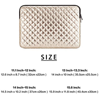 TRIUMPH VISION Puffy Laptop Sleeve Pouch Case Protective Bag Lined Padded | Puffy Laptop Case 15.6 in Quilted Leather Protection Shockproof Cushion Padding Fashion with Pocket Safe Golden - color: Gold Quilted, size: 15.6 Inch
