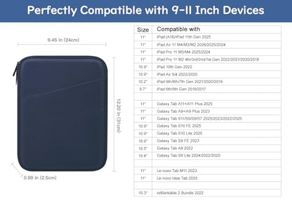Dadanism 9-11 Inch Tablet Sleeve Bag Carrying Case, Indigo | Fits iPad (A16) 11th Gen 11", iPad 10th Gen 10.9" Air 5/4, iPad Air M4/Pro 11", iPad 9/8/7th 10.2", Galaxy Tab A11+ Plus 11" - color: Indigo, size: 9-11 inch