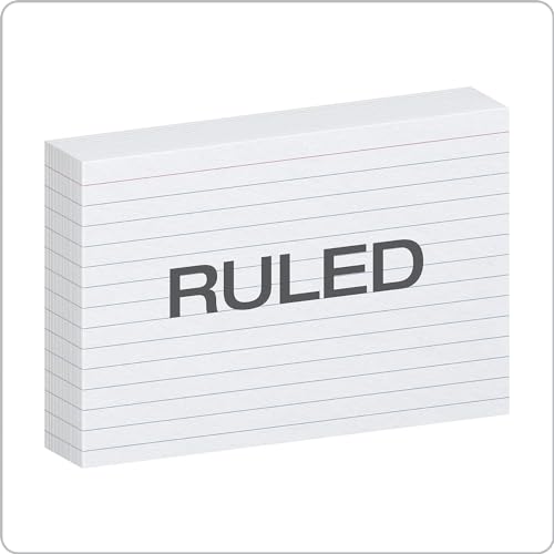 Index Ruled Cards, 100 Pack, 3x5 Index Cards, Ruled On Front, White - 1 Pack Of 100 Cards - Ruled - style: Ruled - 3 x 5