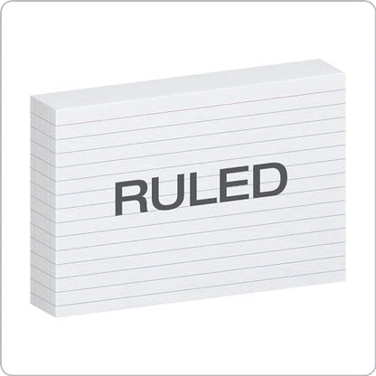 Index Ruled Cards, 100 Pack, 3x5 Index Cards, Ruled On Front, White - 1 Pack Of 100 Cards - Ruled - style: Ruled - 3 x 5