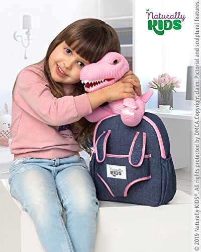 Naturally KIDS Pink Dinosaur Toys for Girls, Dinosaur Gifts for Girls 2-5 Year Old, Toddler Backpack - color: 02 Dinosaur Pink, style: Small