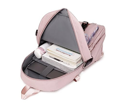 Acmebon Girl Roomy Fashion Laptop Backpack Set Casual Daypack Set for Women Purple - color: Purple
