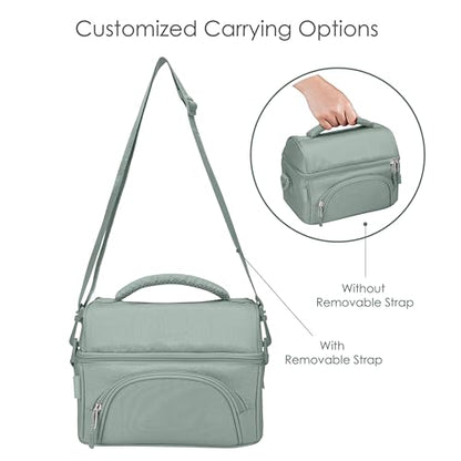 Bentgo Deluxe Lunch Bag - Durable and Insulated Lunch Tote with Zippered Outer Pocket, Internal Mesh Pocket, Padded & Adjustable Straps, & 2-Way Zippers - Fits Most Lunch Boxes (Khaki Green) - color: Khaki Green
