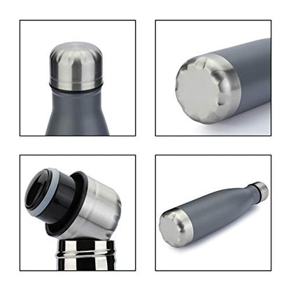 MEWAY 17oz Sport Water Bottle 8 Pack Vacuum Insulated Stainless Steel Leak-Proof Double Wall Cola Shape Water Bottle,Keep Drinks Hot & Cold (Cold Gray,8 Pack) - color: Cold Gray