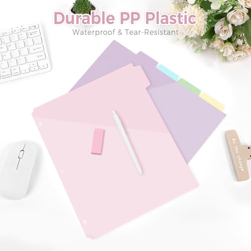 SKYDUE Binder Dividers with Tabs and Pockets – 2 Sets of 10-Pack for 3-Ring Binders, Writable Tabs, Durable & Tear-Resistant, Pink - color: 2 Sets Pink