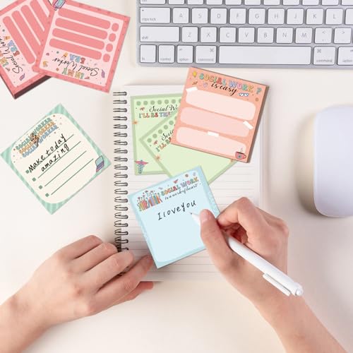 Social Worker Sticky Notes Gifts, 9 Pack Social Worker Appreciation Notepads 3x3 Inches, Social Work Writing Memo Pads School Office Supplies Gifts for Women Men (450 Sheets) - style: Social Worker