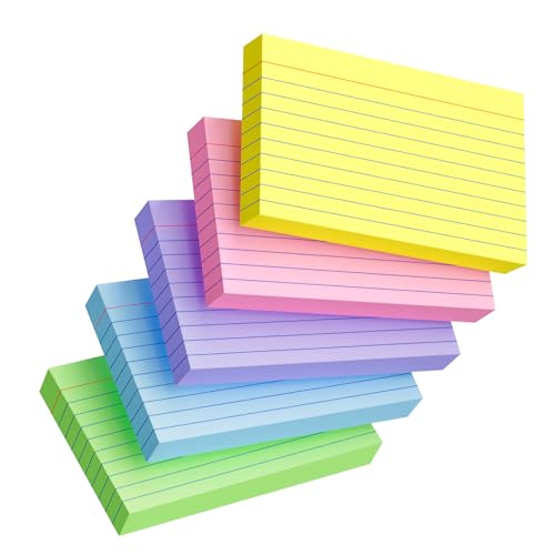 Index Cards 3x5 Inch, 250sheets, Flash Cards,Ruled Lined Colored Note Cards Paper For Studying, Schools Supplies, College, Office And Home Organization, Note Taking Supplies - color: Pink/Purple/Blue/Yellow/Green-5