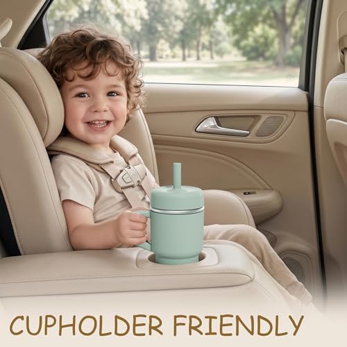 Fimibuke Toddler Tumbler with Handle & Straw, 15 OZ Spill Proof Sippy Cups | Leak Proof Stainless Steel Cups with Lid & Silicone Sleeve, BPA Free Dishwasher Safe Kids Water Bottle for Girl Boy, 2 Packs - color: Lavender & Blue