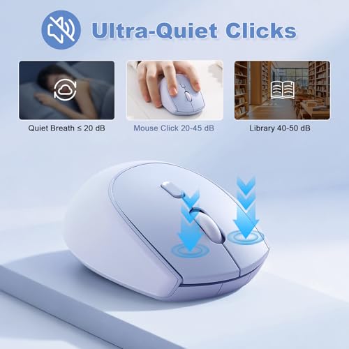 YUNZII C2 Wireless Mouse,2.4GHz Cute Silicone Noiseless Wireless Computer Mouse, Quiet Clicks, 3 Adjustable DPI, 1600 DPI Optical Tracking, Portable Ergonomic Mice for Laptop/PC/Mac (Blue) - color: Blue
