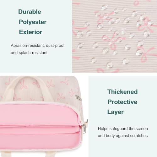 Octsky Tablet Bag Kids Tablet Carrying Bag with Shoulder Strap, Soft Lining, Bowknot Beige - color: Corduroy Bowknot Beige
