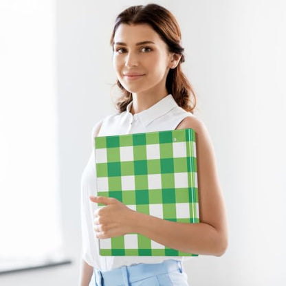 Custom 3 Ring Binder 1.5 Inch Round Rings Green White Checkerboard Personalized Name Binders Organizer Fashion View Binder with 2 Pockets for School Office Supplies - color: Multi17