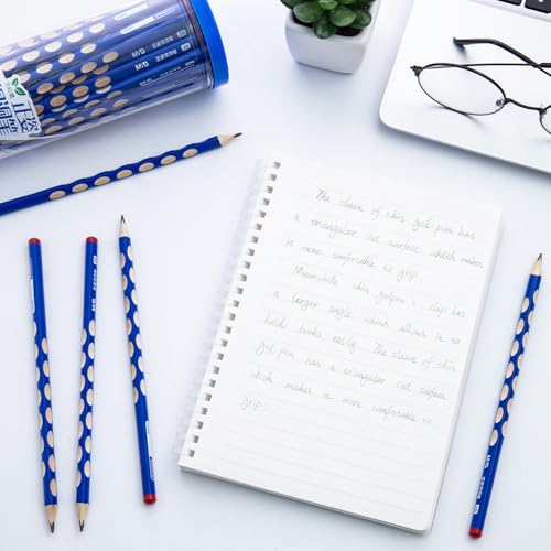 M&G 50 Pcs Triangular Pencils for Kids, Triangular Pole with Grip Correction 2B Pencils, Graphite Wood Pencils with Smooth Writing for School, Office Supplies, Painting, Sketching, Weddings, Party - style: 50pcs Blue 2B