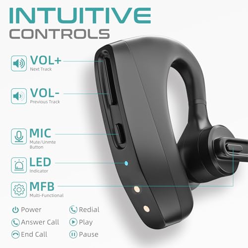 Herloreen Bluetooth Headset with Mic for Work, Wireless Earpiece with USB Dongle for PC Laptop, Noise Canceling Mic, 48H Talk Time, Charging Case, for Call Center, Remote Work, Trucker, Business - style: Headset + Charge Case + USB Dongle-BHK30