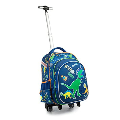 Meetbelify Boys Dinosaur Rolling Backpack Kids Backpacks with Wheels for School Bags Luggage - color: Dinosaur