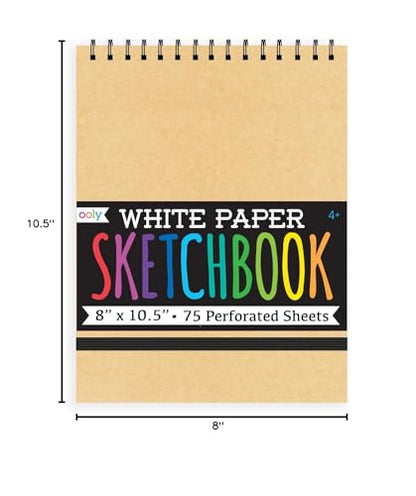 OOLY DIY Cover Large Sketchbook, 8 x 10.5 Inches White Paper Sketchbook Drawing Book for Kids, Artists Drawing Pad for Gel Pens - color: White Paper, style: Large (8" x 10.5")