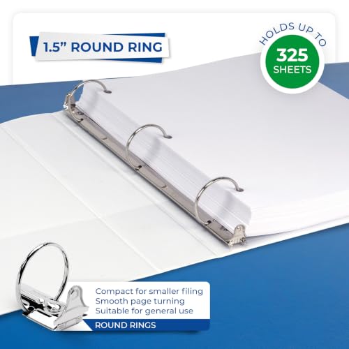 Samsill 1.5 Inch 3 Ring Binders, Economy Round Ring, Clear View Cover, 325 Sheet Capacity - for School, Home, Office - White, 6 Pack - color: White, size: 6-Pack, style: 1.5-Inch