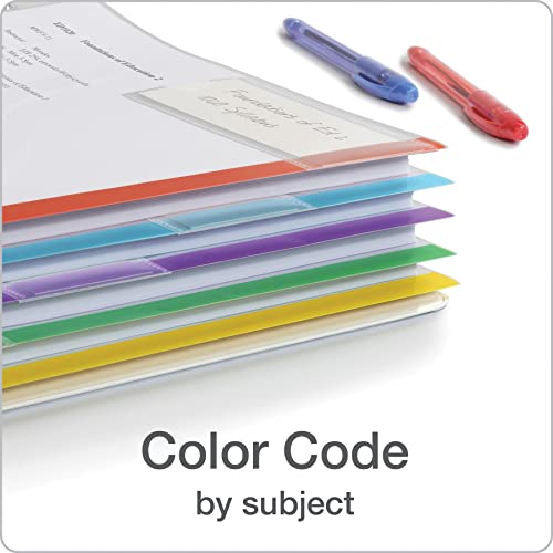 Oxford Plastic Binder Dividers, Full Pocket Top & Side Loading Sheet Protector Dividers, Built in Extra Large Tabs, Asst Colors, 5-Tab, 3 Sets (89651)